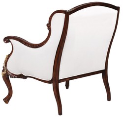Casa Padrino luxury baroque armchair white / dark brown / gold - Magnificent living room armchair in baroque style - Baroque Living Room Furniture - Noble & Magnificent