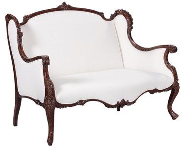 Casa Padrino luxury baroque sofa white / dark brown - Magnificent living room baroque style sofa - Baroque living room furniture - Noble & Magnificent