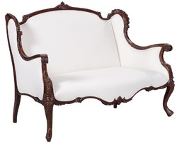 Casa Padrino canapé baroque de luxe blanc / marron foncé - Magnifique canapé de style baroque de salon - Meuble de salon baroque - Noble & Magnifique