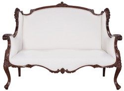 Casa Padrino canapé baroque de luxe blanc / marron foncé - Magnifique canapé de style baroque de salon - Meuble de salon baroque - Noble & Magnifique