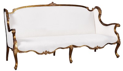 Casa Padrino luxury baroque sofa white / gold - Magnificent living room baroque style sofa - Baroque living room furniture - Noble & Magnificent