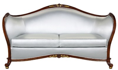 Casa Padrino Luxus Barock Sofa Silber / Dunkelbraun / Gold - Prunkvolles Wohnzimmer Sofa im Barockstil - Barock Wohnzimmer Möbel - Edel & Prunkvoll