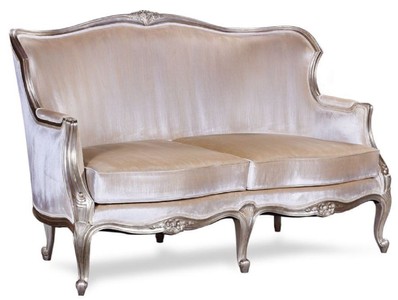 Casa Padrino luxury baroque sofa silver / antique silver - Magnificent living room baroque style sofa - Baroque living room furniture - Noble & Magnificent