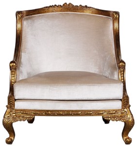 Casa Padrino Luxus Barock Sessel Silber / Gold - Prunkvoller Wohnzimmer Sessel im Barockstil - Barock Wohnzimmer Möbel - Edel & Prunkvoll