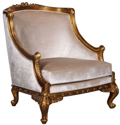 Casa Padrino sillón barroco de lujo plata / oro - Magnífico sillón de salón en estilo barroco - Muebles de salón barrocos - Noble y Magnífico