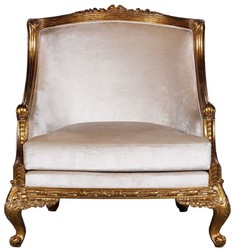 Casa Padrino sillón barroco de lujo plata / oro - Magnífico sillón de salón en estilo barroco - Muebles de salón barrocos - Noble y Magnífico
