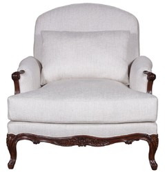 Casa Padrino luxury baroque armchair white / dark brown - Living room armchair in baroque style - Baroque Living Room Furniture - Noble & Magnificent