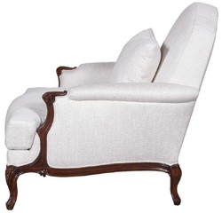Casa Padrino luxury baroque armchair white / dark brown - Living room armchair in baroque style - Baroque Living Room Furniture - Noble & Magnificent
