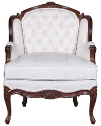 Casa Padrino luxury baroque armchair with elegant pattern white / dark brown - Living room armchair in baroque style - Baroque Living Room Furniture - Noble & Magnificent