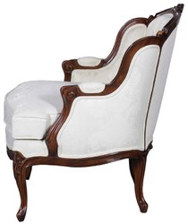 Casa Padrino luxury baroque armchair with elegant pattern white / dark brown - Living room armchair in baroque style - Baroque Living Room Furniture - Noble & Magnificent