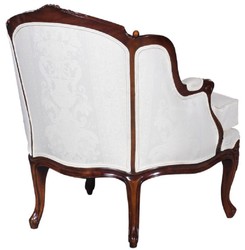 Casa Padrino luxury baroque armchair with elegant pattern white / dark brown - Living room armchair in baroque style - Baroque Living Room Furniture - Noble & Magnificent