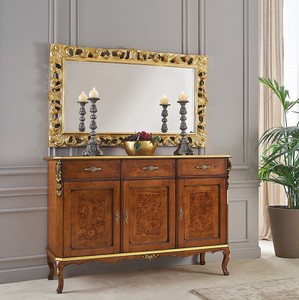 Casa Padrino Luxus Barock Mahagoni Sideboard Braun / Gold - Edler Massivholz Schrank mit 3 Schubladen und 3 Türen - Barock Möbel - Luxus Qualität - Made in Italy