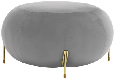 Casa Padrino tabouret rond luxe velours gris / or Ø 80 x H. 40 cm - Tabouret rond moderne - Tabouret de salon - Meuble de salon moderne