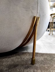 Casa Padrino tabouret rond luxe velours gris / or Ø 80 x H. 40 cm - Tabouret rond moderne - Tabouret de salon - Meuble de salon moderne