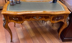 Casa Padrino scrivania barocco di lusso marrone chiaro / marrone scuro / verde - Segretaria hecho a mano in legno massello con 3 cassetti - Nobili mobili per ufficio in stile barocco 