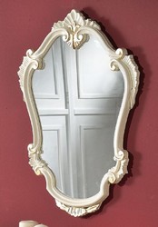 Casa Padrino espejo barroco de lujo blanco / oro - Espejo de pared de madera maciza hecho a mano en estilo barroco - Muebles Barrocos - Calidad de Lujo - Hecho en Italia