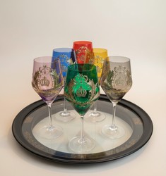 Pompöös by Casa Padrino conjunto de copas de vino de lujo colorido Ø 8,7 x A. 20,3 cm - Copas de vino con baño de oro de 24 quilates - Copas de vino pomposas diseñadas por Harald Glööckler