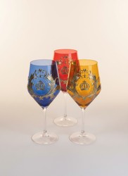Pompöös by Casa Padrino conjunto de copas de vino de lujo colorido Ø 8,7 x A. 20,3 cm - Copas de vino con baño de oro de 24 quilates - Copas de vino pomposas diseñadas por Harald Glööckler