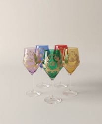 Pompöös by Casa Padrino conjunto de copas de vino de lujo colorido Ø 8,7 x A. 20,3 cm - Copas de vino con baño de oro de 24 quilates - Copas de vino pomposas diseñadas por Harald Glööckler