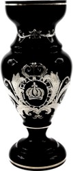 Pompöös di Casa Padrino vaso di lusso con rivestimento in platino nobile nero / argento Ø 14 x A. 30,5 cm - Vaso per fiori Pompöös disegnato da Harald Glööckler
