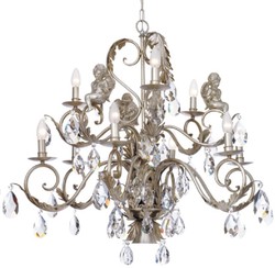 Casa Padrino luxury Art Nouveau chandelier silver Ø 90 x H. 78 cm - Living room chandelier with decorative angel figures and Swarovski crystal glass - Luxury Quality - Made in Italy