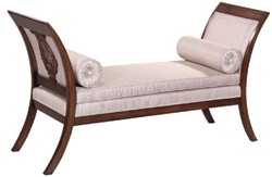 Casa Padrino banc Art Déco de luxe argent / marron foncé - Banc fait main en bois massif - Mobilier de Salon Art Déco