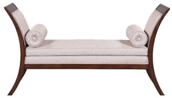 Casa Padrino banc Art Déco de luxe argent / marron foncé - Banc fait main en bois massif - Mobilier de Salon Art Déco