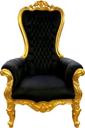 Sillón trono barroco Casa Padrino Negro / Dorado - Sillón gigante Majestic Medium en estilo barroco - Muebles barrocos