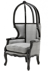 Casa Padrino Fauteuil Trône Baroque de Luxe Noir / Gris à Carreaux - Balloon Chair - Chaise Trône - Largeur 72 cm Casa Padrino Fauteuil Trône Baroque de Luxe Noir / Gris à Carreaux - Balloon Chair - Chaise Trône - Largeur 72 cm