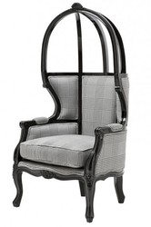 Casa Padrino Luxury Baroque Throne Chair Black / Grey Checked - Balloon Chair - Throne Armchair - Width 72 cm Casa Padrino Luxury Baroque Throne Chair Black / Grey Checked - Balloon Chair - Throne Armchair - Width 72 cm