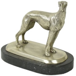 Casa Padrino figura decorativa di lusso in bronzo levriero argento / nero 22 x 13 x A. 19 cm - Scultura in bronzo con base in marmo - Figura decorativa - Accessori decorativi