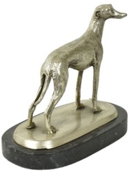 Casa Padrino figura decorativa di lusso in bronzo levriero argento / nero 22 x 13 x A. 19 cm - Scultura in bronzo con base in marmo - Figura decorativa - Accessori decorativi