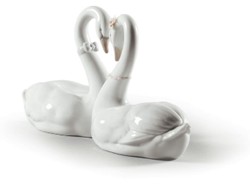 Luxus Deko Porzellan Skultur Figur Schwäne Weiß Luxury Deco Porcelain Sculpture Figure Swans White