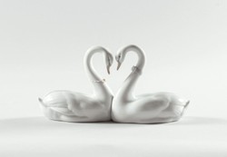 Luxus Deko Porzellan Skultur Figur Schwäne Weiß Luxury Deco Porcelain Sculpture Figure Swans White
