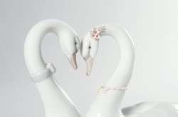 Luxus Deko Porzellan Skultur Figur Schwäne Weiß Luxury Deco Porcelain Sculpture Figure Swans White