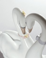 Luxus Deko Porzellan Skultur Figur Schwäne Weiß Luxury Deco Porcelain Sculpture Figure Swans White