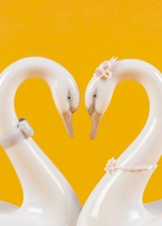 Luxus Deko Porzellan Skultur Figur Schwäne Weiß Luxury Deco Porcelain Sculpture Figure Swans White