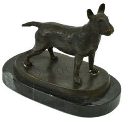 Luxus Deko Bronze Skulptur Figur Bullterrier Hund Bronze Schwarz Luxury Decorative Bronze Sculpture Figure Bull Terrier Dog Bronze Black