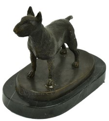 Luxus Deko Bronze Skulptur Figur Bullterrier Hund Bronze Schwarz Luxury Decorative Bronze Sculpture Figure Bull Terrier Dog Bronze Black