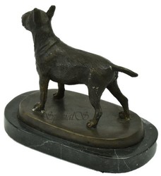 Luxus Deko Bronze Skulptur Figur Bullterrier Hund Bronze Schwarz Luxury Decorative Bronze Sculpture Figure Bull Terrier Dog Bronze Black