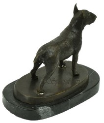 Luxus Deko Bronze Skulptur Figur Bullterrier Hund Bronze Schwarz Luxury Decorative Bronze Sculpture Figure Bull Terrier Dog Bronze Black