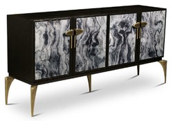 Luxus Designer Sideboard Schwarz Grau Messing Luxury Designer Sideboard Black Gray Brass