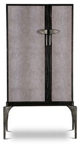 Casa Padrino armoire de bar design noir / gris / argent 90 x 50 x H. 160 cm - Armoire en bois massif avec 2 portes - Meubles de Salon - Meubles d'Hôtel - Collection de Luxe
