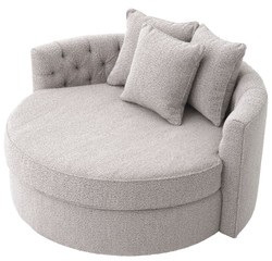 Casa Padrino canapé rond de luxe gris 157 x 148 x H. 90 cm - Canapé de salon rond moderne avec 3 coussins - Meuble de salon - Meuble de luxe
