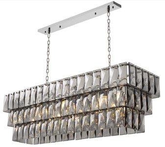 Casa Padrino lustre de luxe cristal argent / gris 140 x 41 x H. 45,5 cm - Lustre Hôtel & Restaurant de Luxe - Qualité de Luxe