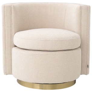 Casa Padrino fauteuil pivotant de luxe beige / or mat 80 x 73 x H. 71,5 cm - Fauteuil de salon tapissé - Mobilier de salon de luxe