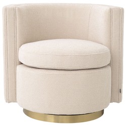 Casa Padrino poltrona girevole di lusso beige / oro opaco 80 x 73 x A. 71,5 cm - Poltrona soggiorno imbottita - Mobile soggiorno di lusso