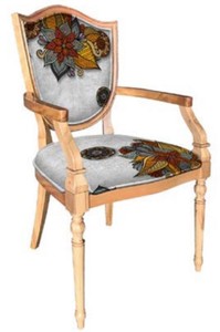 Casa Padrino chaise de salle à manger Art Déco argent / multicolore / naturelle - Chaise en bois massif avec accoudoirs et motif élégant - Mobilier de Salle à Manger Art Déco