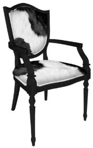 Casa Padrino chaise de salle à manger Art Déco blanc / noir - Chaise en bois massif avec accoudoirs - Mobilier de Salle à Manger Art Déco