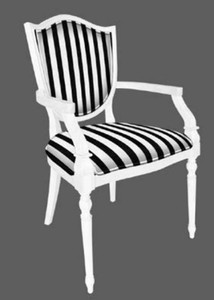 Casa Padrino chaise de salle à manger Art Déco noir / blanc - Chaise rayée en bois massif avec accoudoirs - Mobilier de Salle à Manger Art Déco